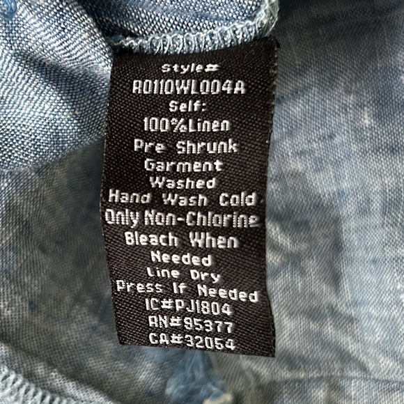 Anthropologie Sanctuary Montana Blue Linen Front Wrap Tie Waist Romper - M - Picture 11 of 12